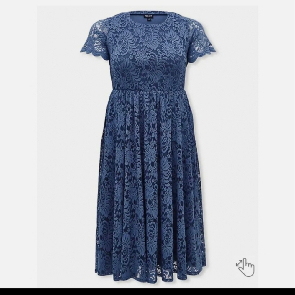 Torrid Blue Lace Skate Dress Midi